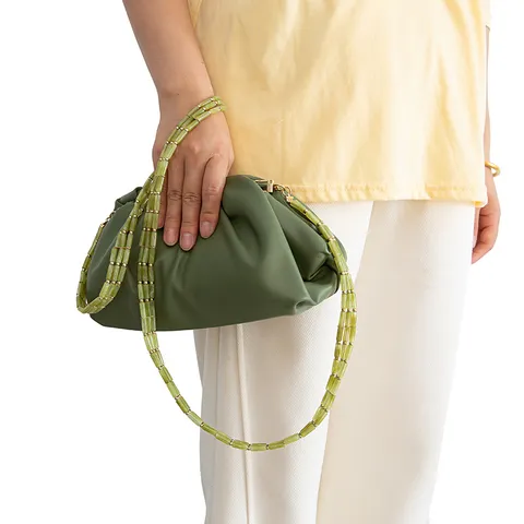 Acrylic Bamboo Style Triple-Row Bag Strap High Quality Long Crossbody Chain Replacement Strap With Metal Clasp For Women Handbag