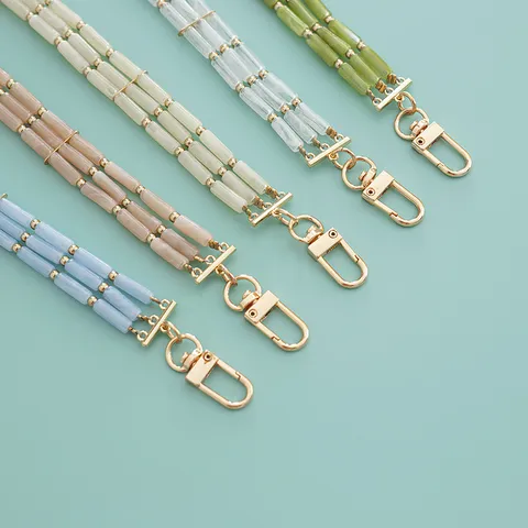 Acrylic Bamboo Style Triple-Row Bag Strap High Quality Long Crossbody Chain Replacement Strap With Metal Clasp For Women Handbag