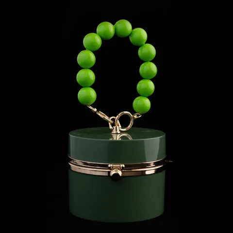 Acrylic Round Bead Bag Strap Replacement Handbag Handle Chain With Gold Metal Clasps For Women Purse Tote Shoulder Bag