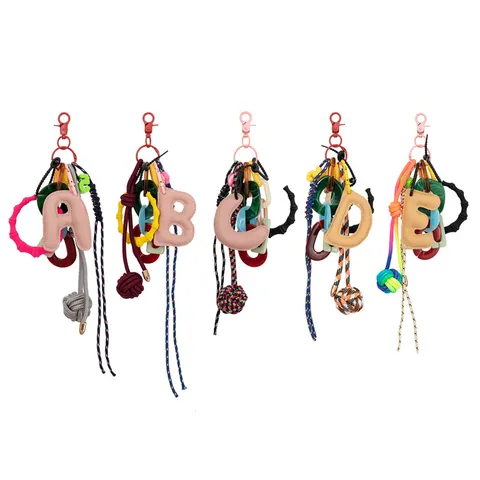 Μινιμαλιστικό Δερμάτινο PU Γράμμα Charm DIY Πλεγμένο Σχοινί Σχήμα Μπαμπού Τσάντα Κρεμαστό Αλυσίδα Τηλεφώνου Χαριτωμένα Αξεσουάρ Μόδας