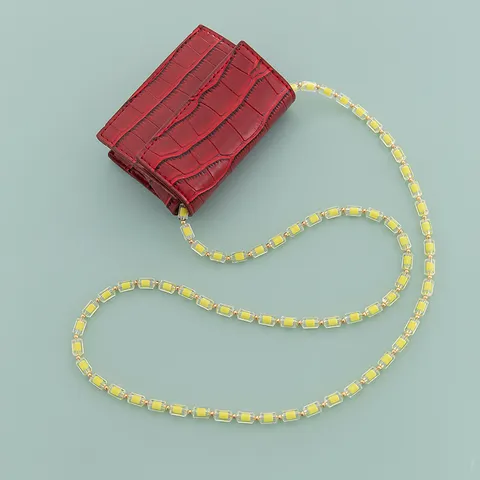 Colorful Beaded Bag Chain Acrylic Rainbow Bag Strap Replacement Handbag Purse Strap Women Fashion Bag Accessories