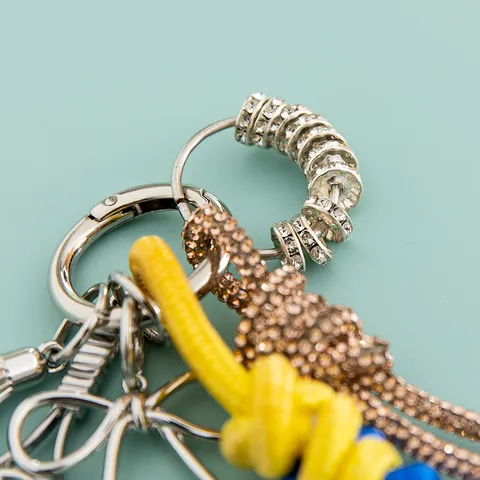 Alloy Sports Racket Bow Keychain Rhinestone Braided Rope Bag Charm Cute Keychain Pendant Fashion Handbag Accessories Gift