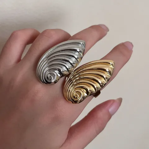 Vintage Übertrieben Legierung Muschel Ring Für Damen Statement Geometrisch Spirale Open Finger Ring Vergoldet Versilbert Modeschmuck Geschenk