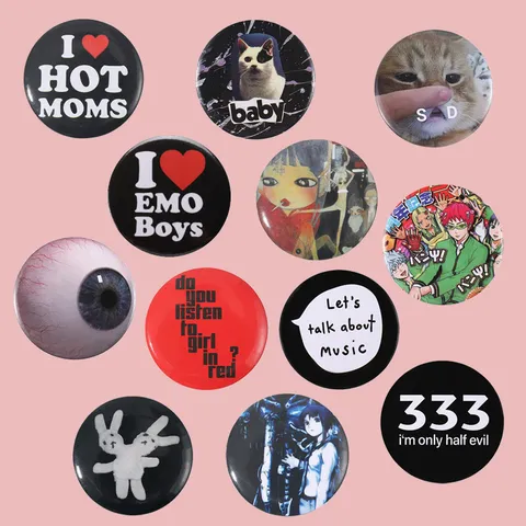 Cartoon Cat Meme Anime Character Round Badge Brooch Pin Alloy Tinplate Decorative Accessory For Clothing Backpack Teens Fans
