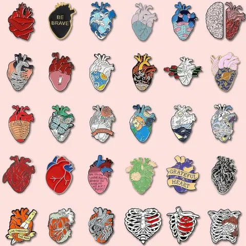 Legierung Anatomisches Herz Emaille Pin Gothic Medizinische Brosche Krankenschwester Arzt Student Geschenk Kreative Rippenkäfig Herz Reversnadel Mode Schmuck Zubehör