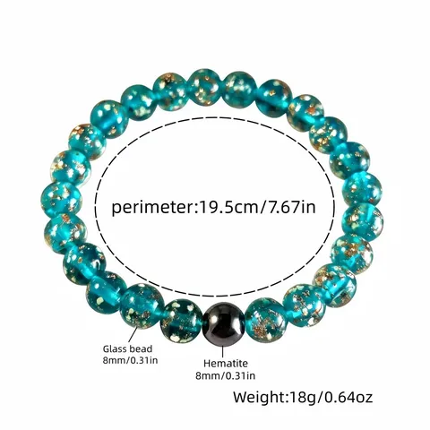 Luminous Lampwork Glass Beaded Bracelet Glow In The Dark Starry Sky Gold Sand Healing Crystal Bracelet For Women Men