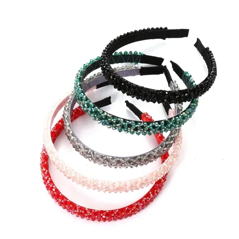 Elegant Pave Rhinestone Headband For Women Shiny Crystal Beaded Hair Hoop Retro Korean Style Fashion Hair Accessories For Daily Wear