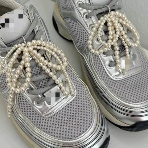 Fashion Artificial Pearl Bowknot Shoe Buckle Beaded Tassel Charm Decoration Unique Sneaker Shoelace Accessory For Casual Shoes Women