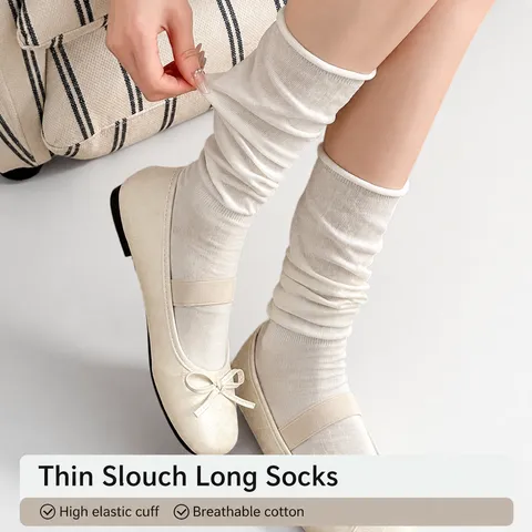 Damen Casual Baumwolle Crew Socken Einpfarbig Atmungsaktiv Hohe Elastizität Koreanischer Stil Modische Alltägliche Socken