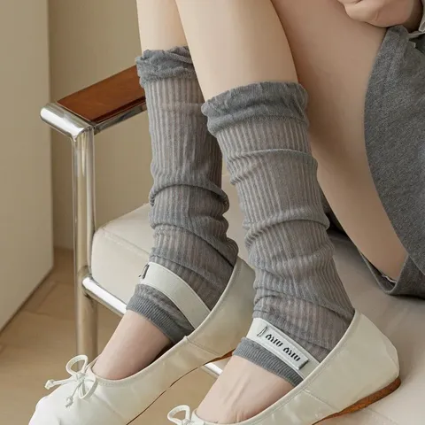 Damen Mode Gestapelte Socken Baumwollmischgewebe Lässig Einfarbig Halb Zehenfrei Süß Stil Beinwärmer