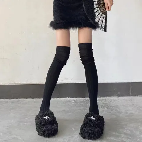 Damen Über Dem Knie Lange Socken Einfarbig Gerippt Gestrickt Hoher Schlauch Oberschenkel Hoch Warme Winter Strümpfe Casual Mode