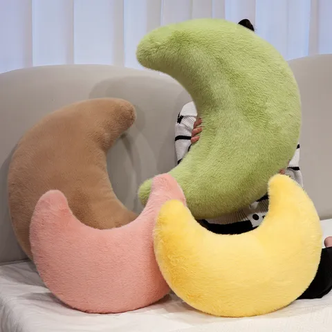 Cartoon Moon Plush Pillow Soft Stuffed Moon Toy Moon Doll Home Sofa Cushion Decorative Moon Shape Pillow For Kids Women
