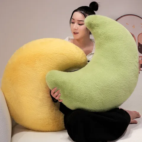 Cartoon Moon Plush Pillow Soft Stuffed Moon Toy Moon Doll Home Sofa Cushion Decorative Moon Shape Pillow For Kids Women