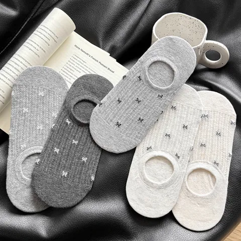 Women's Breathable Mesh Boat Socks Summer Thin Low Cut Short Socks Cute Bowknot Casual Daily Socks