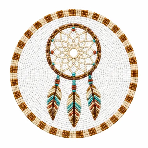 Bohemian Handmade Glass Seed Bead Coaster Round Dreamcatcher Sun Moon Evil Eye Decorative Table Mat