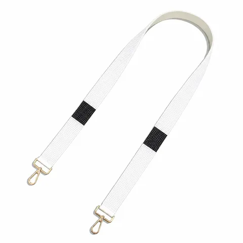 Minimalist Geometric Striped Bag Strap Glass Seed Beads Woven Wide Shoulder Strap With Metal Buckle For Halloween Purse Decoration Accessories