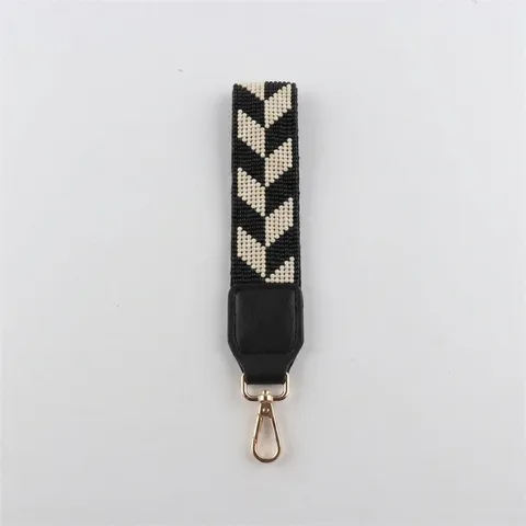 Gewebter Perlen Armband Schlüsselanhänger Glasperlen Telefonband Für Damen PU-Leder Gold Hummerverschluss Tasche Anhänger Geschenk