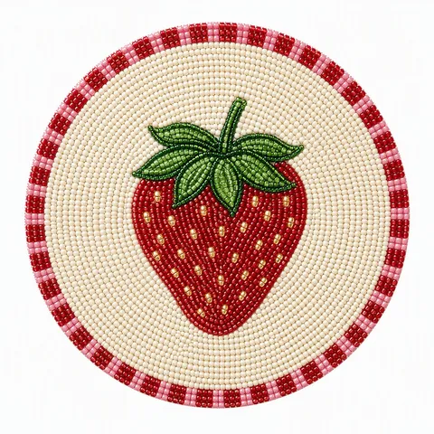 Handmade Seed Bead Woven Fruit Coasters Creative Cherry Peach Strawberry Insulated Table Mats Decorative Glass Bead Coasters Home Decor
