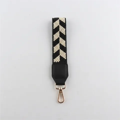 Gewebter Perlen Armband Schlüsselanhänger Glasperlen Telefonband Für Damen PU-Leder Gold Hummerverschluss Tasche Anhänger Geschenk