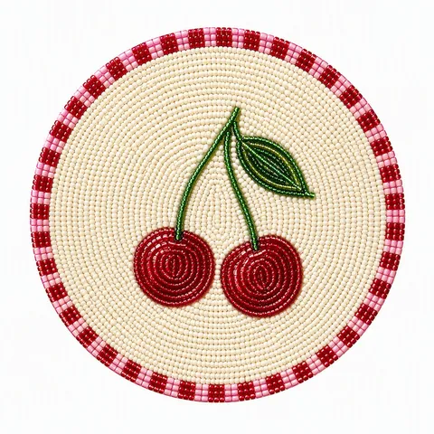Handmade Seed Bead Woven Fruit Coasters Creative Cherry Peach Strawberry Insulated Table Mats Decorative Glass Bead Coasters Home Decor