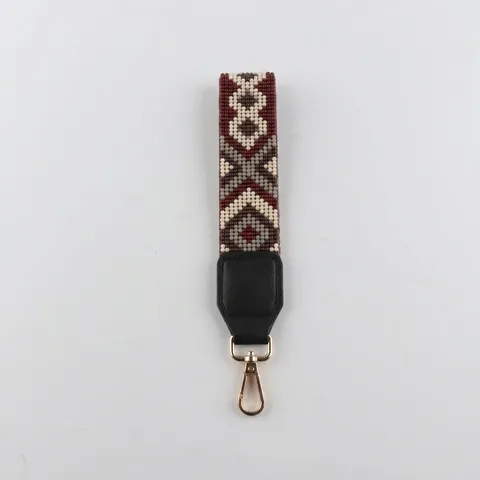 Handgewebtes Reisperlen-Armband Schlüsselanhänger Boho Geometrisches Muster Handy-Lanyard Anhänger Legierung Karabinerverschluss Schmuck