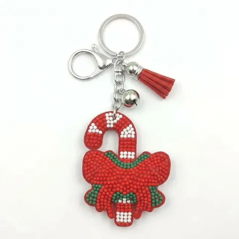 Handgefertigter Glasperlen Weihnachts Schlüsselanhänger Für Damen Herren Niedlicher Weihnachtsmann Zuckerstange Weihnachtsstrumpf Quaste Anhänger Schlüsselring Geschenk