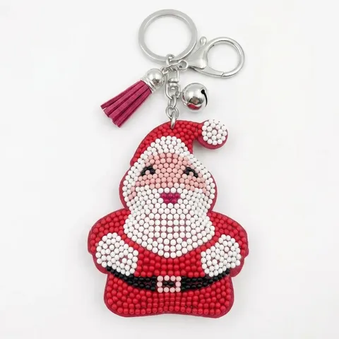 Handgefertigter Glasperlen Weihnachts Schlüsselanhänger Für Damen Herren Niedlicher Weihnachtsmann Zuckerstange Weihnachtsstrumpf Quaste Anhänger Schlüsselring Geschenk