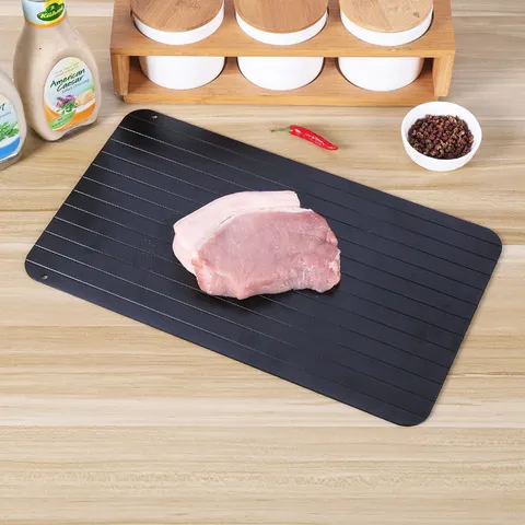 Fast Defrosting Tray For Meat Steak Seafood Black Aviation Aluminum Fast Thawing Plate Kitchen Gadget Cooking Tool