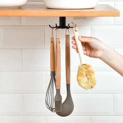 Kitchen Rotating Hook ABS Wall Mounted Storage Rack Multi Claw Spatula Holder Cabinet Organizer Modern Minimalist