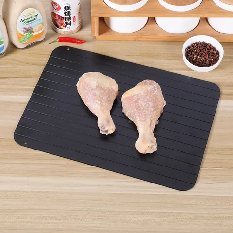 Fast Defrosting Tray For Meat Steak Seafood Black Aviation Aluminum Fast Thawing Plate Kitchen Gadget Cooking Tool