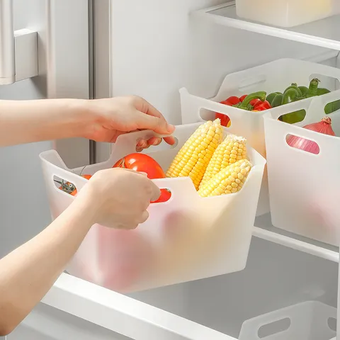 Japanese Style Soft Transparent Plastic Storage Basket Portable Fruit Vegetable Container Kitchen Sundries Organizer Box