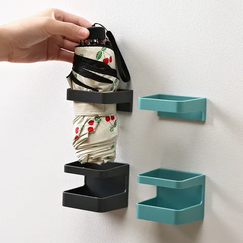 Punch Free Wall Mounted Umbrella Rack Draining Umbrella Storage Organizer Holder For Living Room Entryway Home Decor