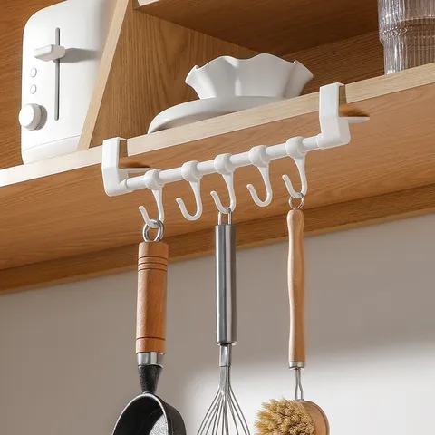 Japanese Style Plastic Cabinet Door Hanging Rack Multi-Function Shelf Over-Cabinet Storage Organizer For Kitchen