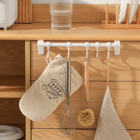Japanese Style Plastic Cabinet Door Hanging Rack Multi-Function Shelf Over-Cabinet Storage Organizer For Kitchen