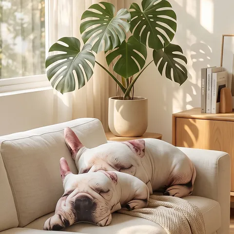Cute Soft French Bulldog Plush Pillow Realistic 3D Printed Puppy Dog Stuffed Toy Decorative Cushion For Kids Room Home Decor Birthday Gift