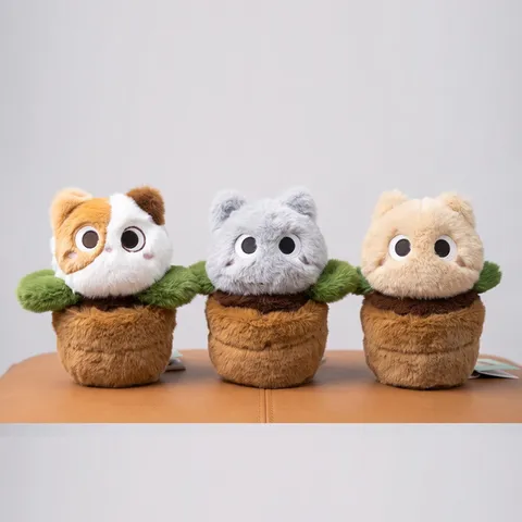 Cute Cat Plush Toy Flower Pot Siamese Cat Doll For Kids Accompanying Pillow Soft Polyester Stuffed Animal Home Decor Gift