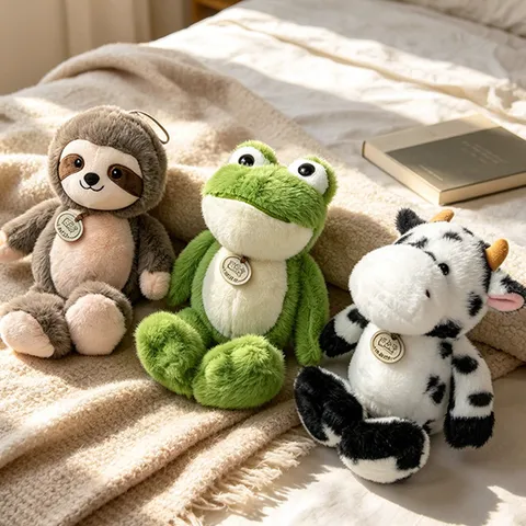 Simpatico Animale di Simulazione Peluche Imbottito Leone Rana Mucca Fadepigro Leopardo delle Nevi Bambola Morbida Bambini Compagno Lenitivo Regalo di Compleanno