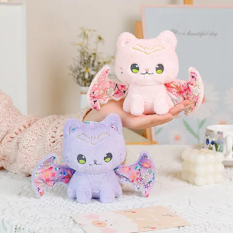 Cute Bat Cat Plush Toy Stuffed Animal Doll Bag Keychain Pendant Cartoon Soft Animal Doll Pendant Gift For Kids