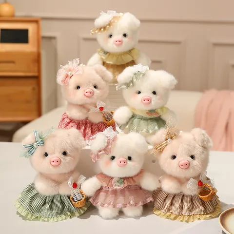Süßes Cartoon Schwein Plüschtier Stofftier Puppe Mit Kleid Schlüsselanhänger Geschenk
