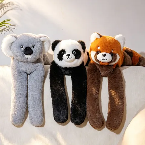 Cute Lying Animal Plush Toy Long Arm Cat Panda Fox Koala Husky Soft Stuffed Doll For Kids Comfort Pillow Home Decor