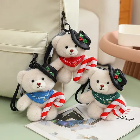 Niedlicher Weihnachts Teddybär Plüschtier Anhänger Feiertag Weihnachtsmann Baum Schal Puppe Kinder Komfort Geschenk