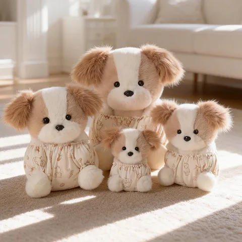 Cute Dressed Puppy Plush Toy Stuffed Animal Soft Doll Polyester Fiber Kids Soothing Companion Birthday Gift