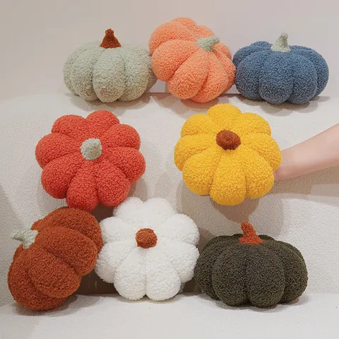 Cartoon Simulation Pumpkin Throw Pillow Plush Toy Cute Stuffed Doll Kids Bag Keychain Soft Polyester Home Decor Gift
