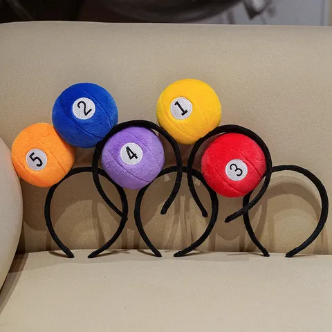 Cute Cartoon Billiard Ball Hair Hoop Plush Toy Novelty Headband Soft Polyester Hair Accessories For Women And Kids