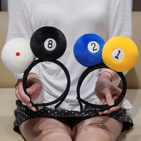 Cute Cartoon Billiard Ball Hair Hoop Plush Toy Novelty Headband Soft Polyester Hair Accessories For Women And Kids