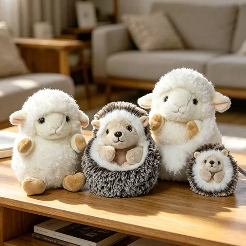 Cute Fat Hedgehog Ball And Sheep Plush Toy Stuffed Animal Soft Doll Kids Soothing Companion Birthday Gift For Girls