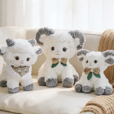 Schattig Klein Lam Pluche Speelgoed Gevulde Dierenpop Zacht Pluizig Schaap Speelgoed Met Slabbetje Kinderen Metgezel Cadeau