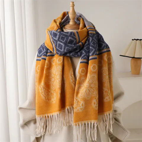 Winter Warm Imitation Cashmere Scarf Paisley Floral Geometric Pattern Tassel Fringe Shawl Unisex Fashion Scarf