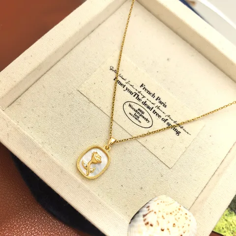 Collana con Pendente Rosa Corona Cartone Animato Carino Oro Acciaio al Titanio Rame Strass Orecchini per Scuola Donne Gioielli