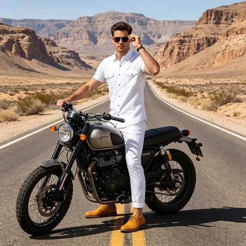 Camisa de Manga Corta de Lino para Hombre Estilo Biker Americano Vintage Casual Color Sólido Top de Doble Bolsillo para Verano